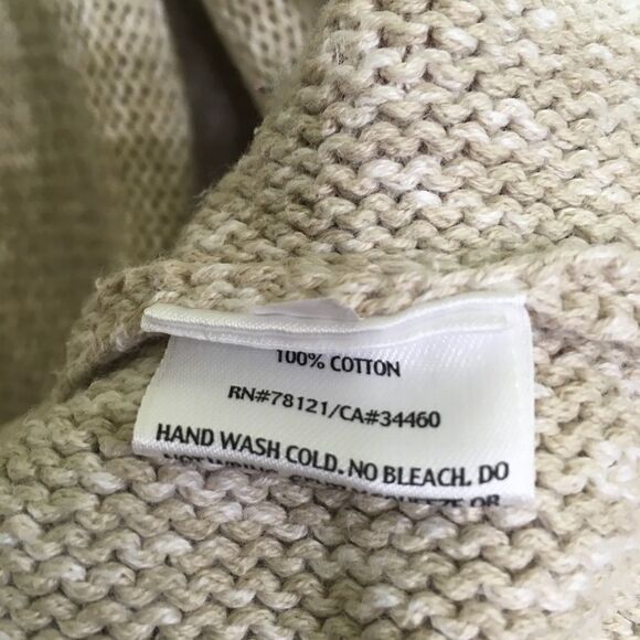EILEEN FISHER KNIT OPEN FRONT 3/4‎ SLEEVE CARDIGAN 100% COTTON TAN XL MINIMALIST - Picture 7 of 8